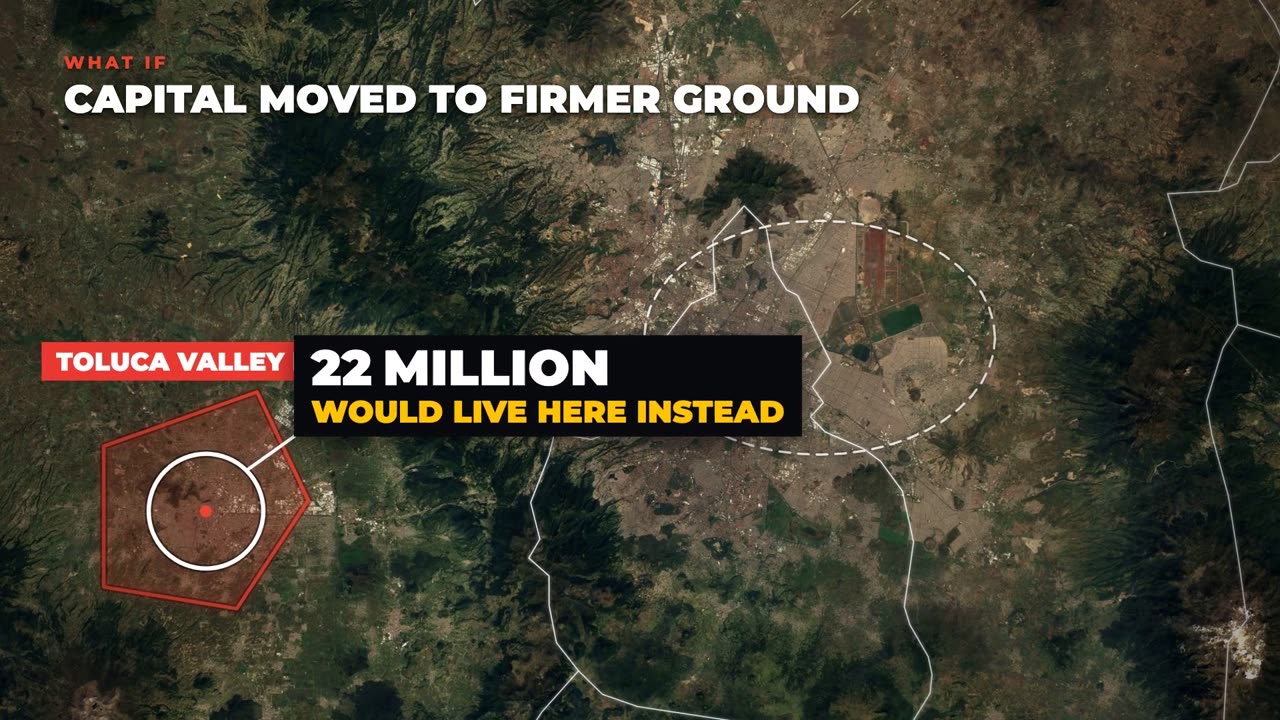 Satellite map of central Mexico showing a what-if: the capital on firmer ground